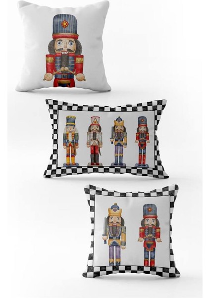 Yılbaşı Özel 3`lü Kadife Çift Taraf Baskılı Kırlent Seti