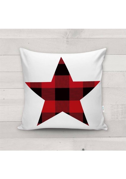 Yılbaşı Özel Yıldız Desenli Kadife Kırlent Kılıfı