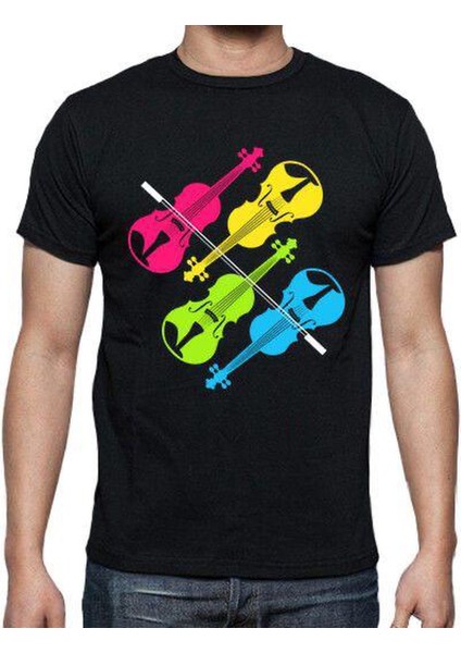 Renkli Keman Unisex Tshirt fiyatları