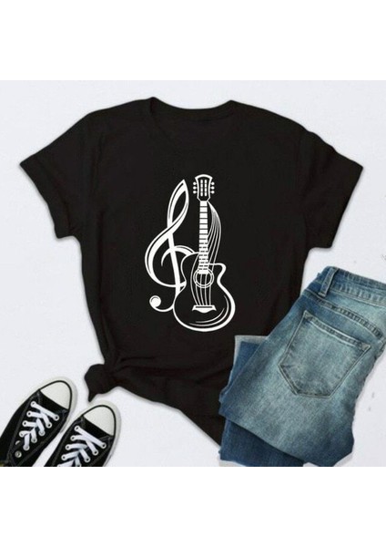 Sol Anahtar Gitar Tshirt