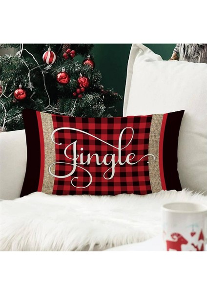 Yılbaşı Özel Jingle Yazılı Dikdörtgen Kırlent Kılıfı