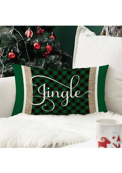Yılbaşı Özel Jingle Yazılı Dikdörtgen Kırlent Kılıfı