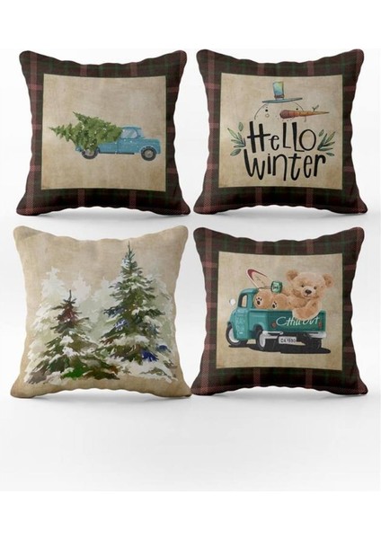 4`lü Kadife Kırlent Kılıfı Seti