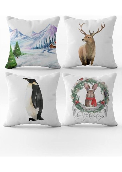 4`lü Kadife Kırlent Kılıfı Seti