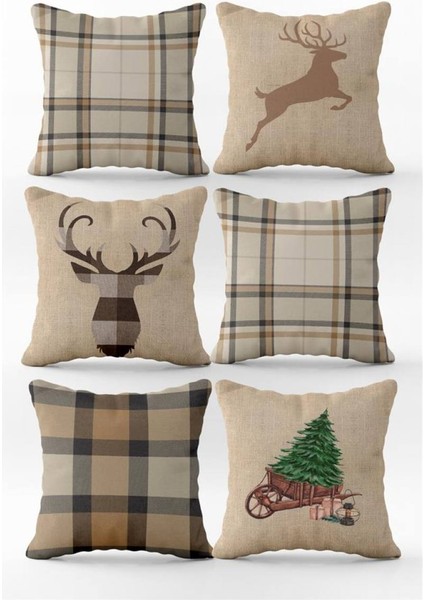 Yılbaşı Özel 6`lı Kırlent Kılıfı Seti