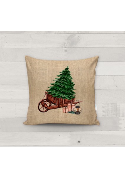 Dekoratif Yılbaşı Desenli Kırlent Kılıfı