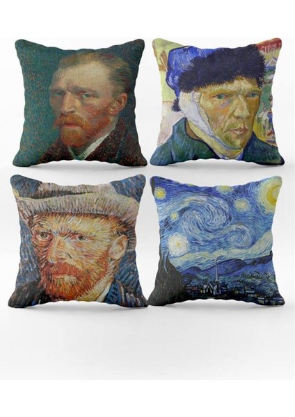 Çift Yüz Baskılı 4`lü Kadife Kırlent Kılıfı Seti