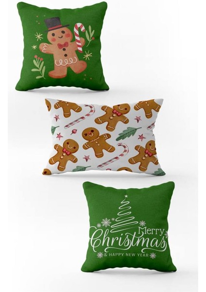 Yılbaşı Özel 3`lü Kadife Çift Taraf Baskılı Kırlent Seti