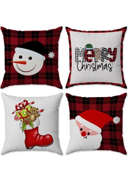 Yılbaşı Özel 4`lü Kırlent Kılıfı Seti