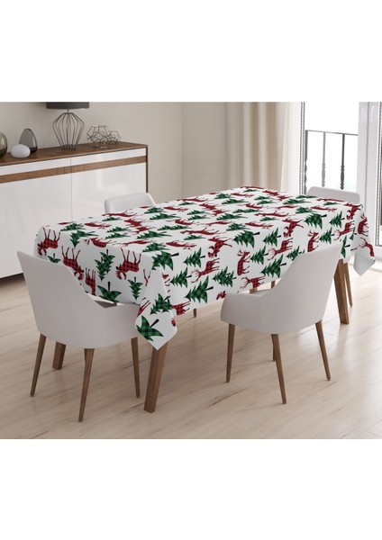 Yılbaşı Özel Ağaç Desenli Kadife Masa Örtüsü
