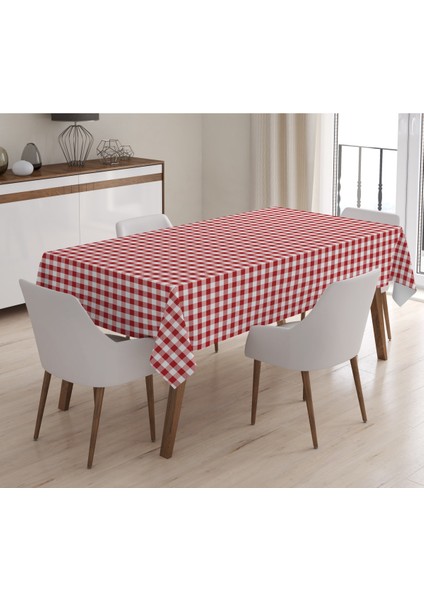 Yılbaşı Özel Ekose Desenli Kadife Masa Örtüsü