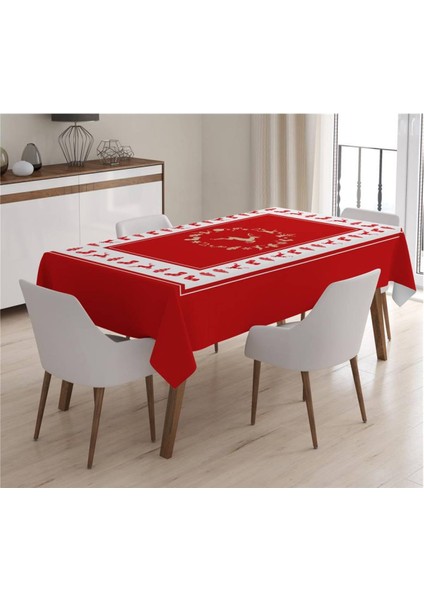 Yılbaşı Özel Geyik Desenli Masa Örtüsü