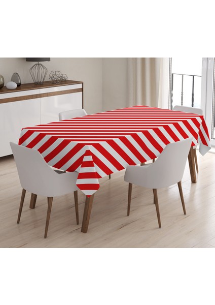 Yılbaşı Özel Çizgili Kadife Masa Örtüsü