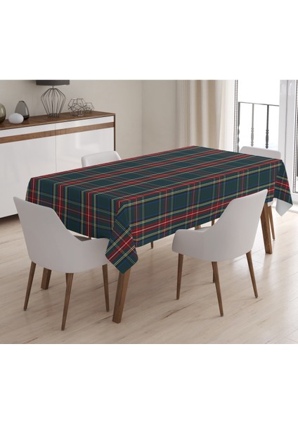 Yılbaşı Özel Ekose Desenli Kadife Masa Örtüsü