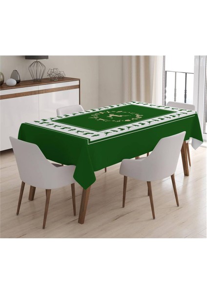 Yılbaşı Özel Geyik Desenli Masa Örtüsü
