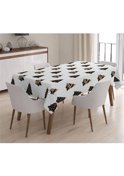 Yılbaşı Özel Ağaç Desenli Kadife Masa Örtüsü