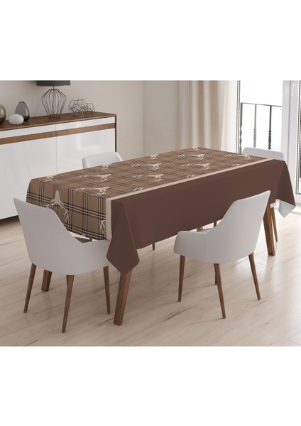 Yılbaşı Özel Geyik Desenli Kadife Masa Örtüsü