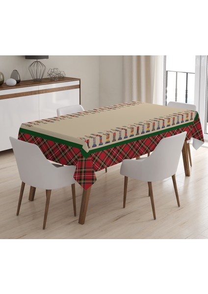 Yılbaşı Özel Kurşun Asker Desenli Kadife Masa Örtüsü