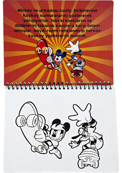 Painting Lisanslı Disney Mickey Mouse Özel Sulu Kalem ile Sihirli Boyama Kitabı