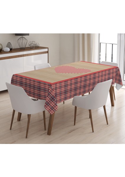 Kırmızı Ekoseli Desenli Masa Örtüsü