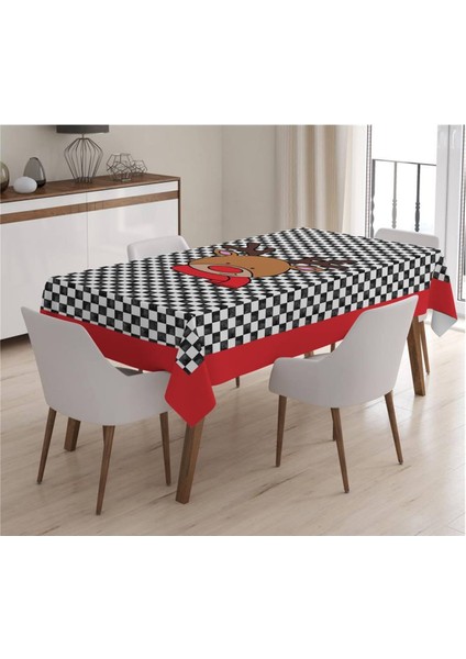 Yılbaşı Özel Geyik Desenli Masa Örtüsü