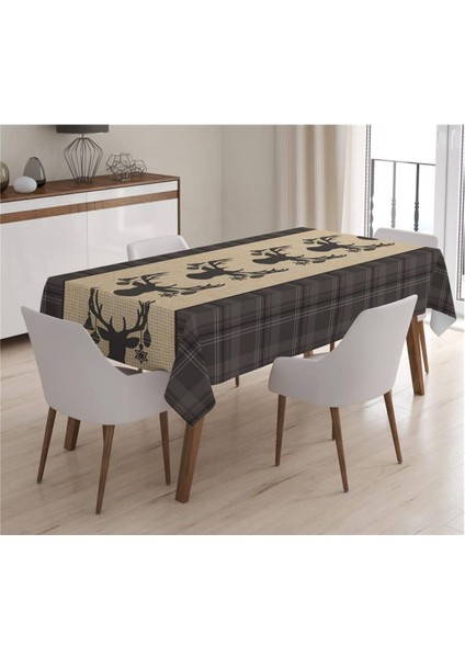 Yılbaşı Özel Geyik Desenli Masa Örtüsü