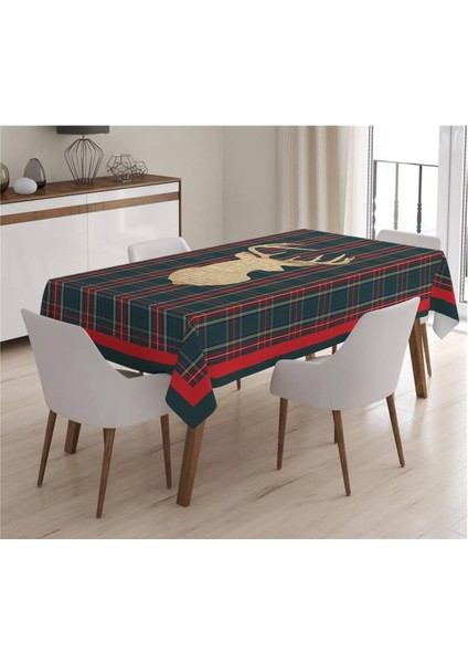 Yılbaşı Özel Geyik Desenli Masa Örtüsü