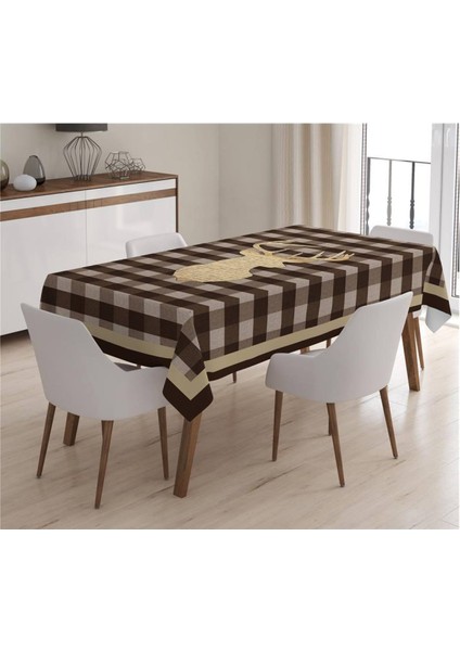 Yılbaşı Özel Geyik Desenli Masa Örtüsü