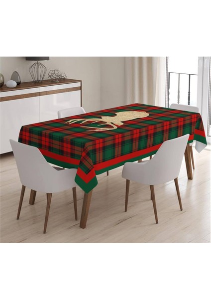 Yılbaşı Özel Geyik Desenli Masa Örtüsü