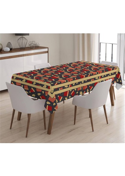 Yılbaşı Özel Hediye Kutusu Desenli Masa Örtüsü