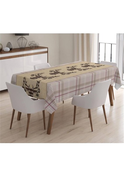 Yılbaşı Özel Geyik Desenli Masa Örtüsü