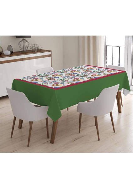 Yılbaşı Özel Yaprak Desenli Kadife Masa Örtüsü