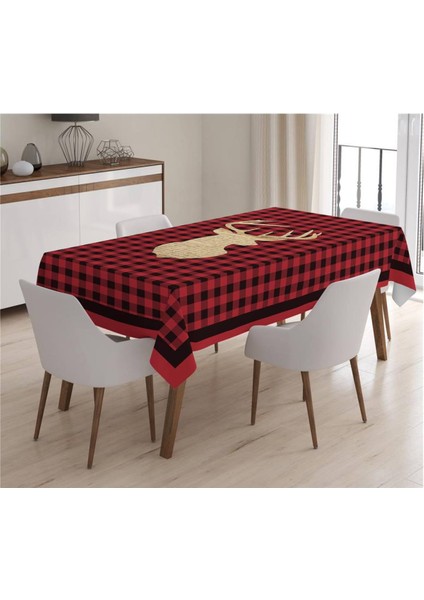 Yılbaşı Özel Geyik Desenli Masa Örtüsü