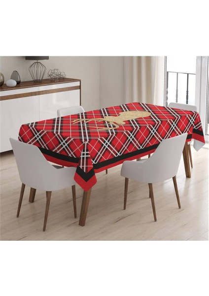 Yılbaşı Özel Geyik Desenli Masa Örtüsü