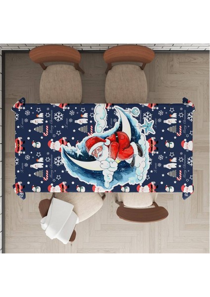 Yılbaşı Özel Noel Baba Desenli Kadife Masa Örtüsü