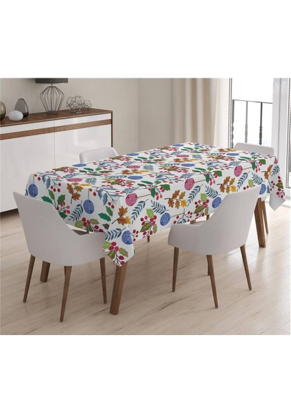 Yılbaşı Özel Yaprak Desenli Kadife Masa Örtüsü