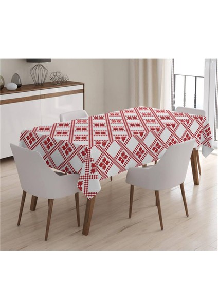 Yılbaşı Özel Geometrik Desenli Kadife Masa Örtüsü