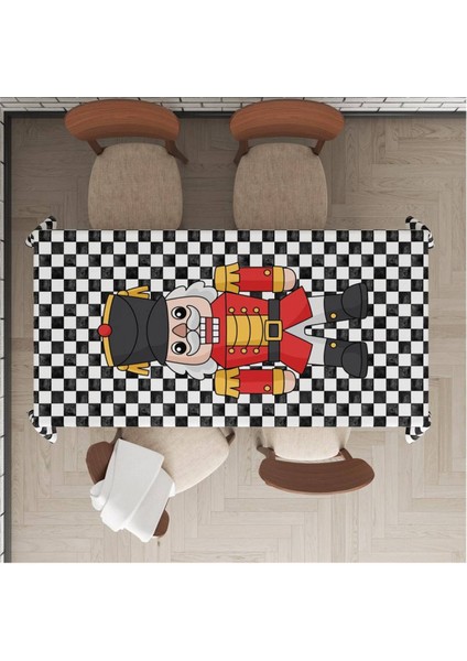 Yılbaşı Özel Kurşun Asker Desenli Kadife Masa Örtüsü