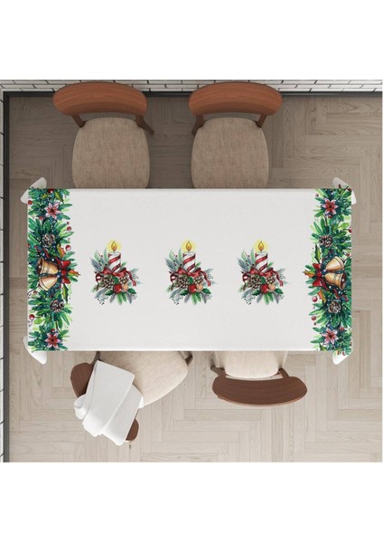 Yılbaşı Özel Yılbaşı Ağacı Desenli Kadife Masa Örtüsü