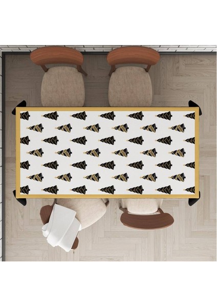 Yılbaşı Özel Ağaç Desenli Kadife Masa Örtüsü