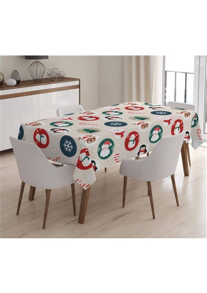 Yılbaşı Özel Kardan Adam Desenli Kadife Masa Örtüsü