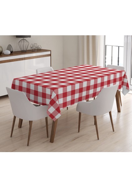 Yılbaşı Özel Ekose Desenli Kadife Masa Örtüsü