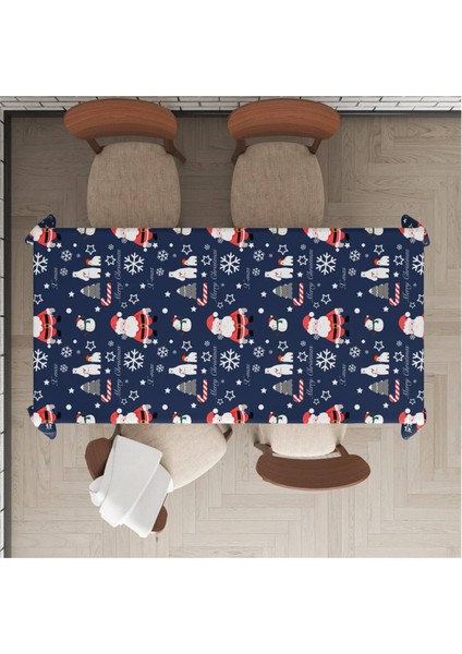 Yılbaşı Özel Noel Baba Desenli Kadife Masa Örtüsü