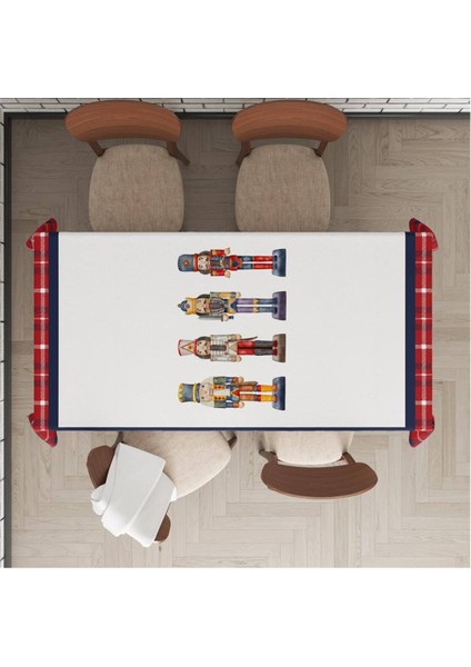 Yılbaşı Özel Kurşun Asker Desenli Kadife Masa Örtüsü