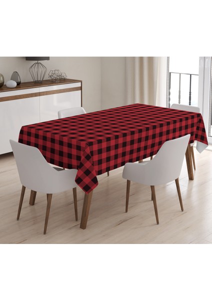 Yılbaşı Özel Ekose Desenli Kadife Masa Örtüsü