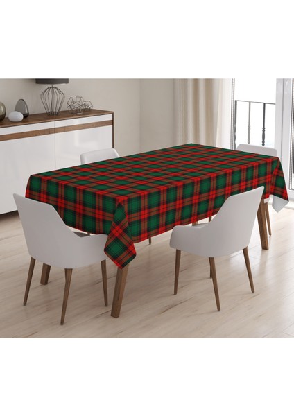 Yılbaşı Özel Ekose Desenli Kadife Masa Örtüsü