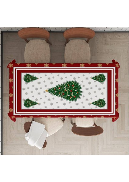 Yılbaşı Özel Yılbaşı Ağacı Desenli Masa Örtüsü