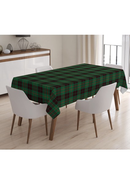 Yılbaşı Özel Ekose Desenli Kadife Masa Örtüsü