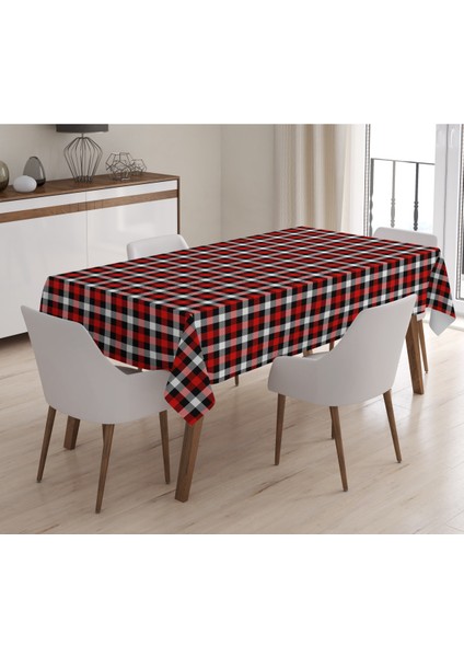 Yılbaşı Özel Ekose Desenli Kadife Masa Örtüsü