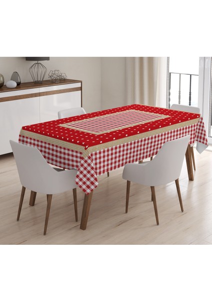 Yılbaşı Özel Ekose Desenli Kadife Masa Örtüsü